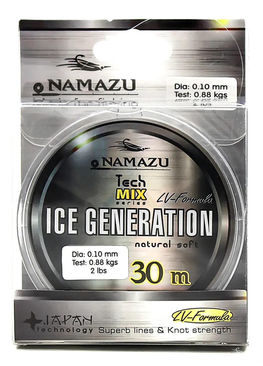 Леска Namazu "Ice Generation", L-30 м, d-0,14 мм, test-1,72 кг, прозрачная/10/