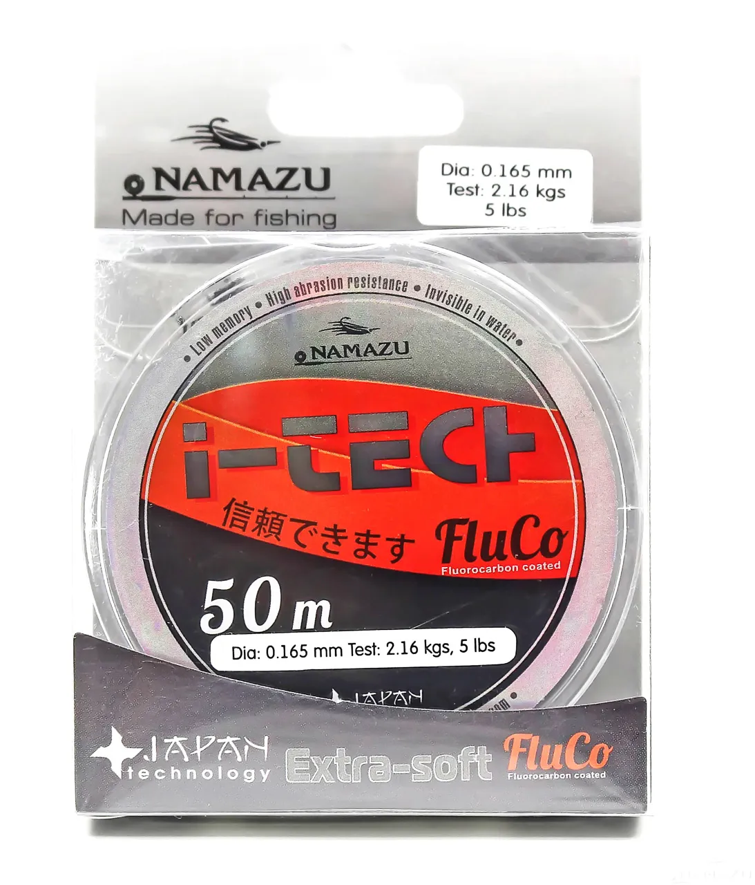 Леска Namazu "I-Tech Fluco", L-50 м, d-0,181 мм, test-2,59 кг, прозрачная/200/