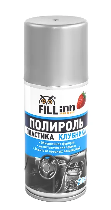 FL124 Полироль пластика для приборной панели (глянцевый) клубника, 210 мл (аэрозоль)