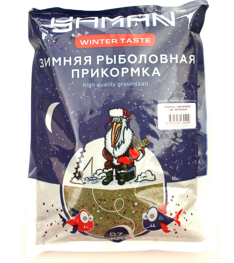 Прикормка Yaman Winter Taste Гранулы 3мм, Карась зимняя (конопля), цв. зелёный, 700 г/20/
