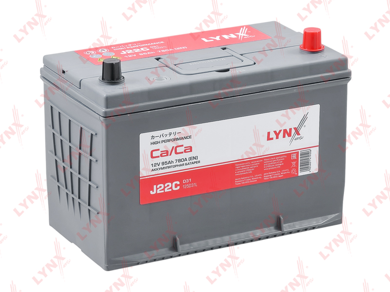 J22C Аккумулятор 95 Ah, 780 A, обратная LYNXauto