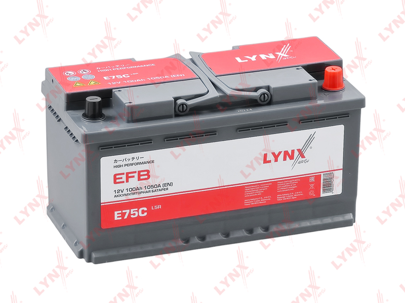E75C Аккумулятор EFB 100 Ah, 1050 A, обратная LYNXauto