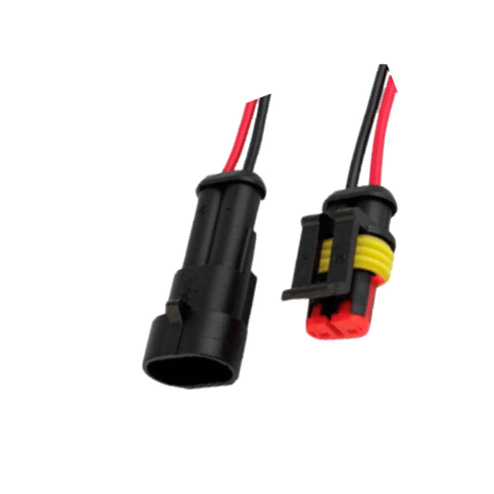 Монтажный разъем 2 контакта герметичный с проводами, комплект (приемная и ответная части) (AVY-0176)