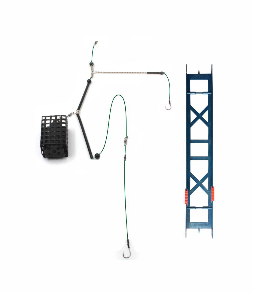 Оснастка фидерная Яман «Лещ №2», кормушка 80 г, коромысло 16 см, плетеный шнур 0,15 мм, крючок №8 Chinu Ring, на мотовиле/45/