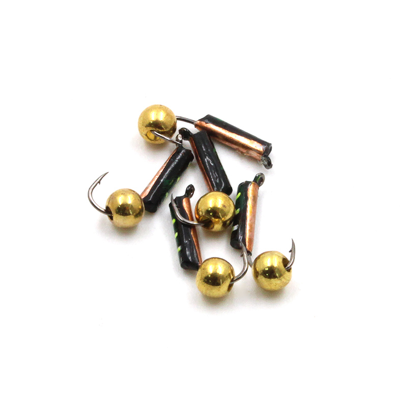 Мормышка вольф. безнасадочная "ЯМАН" Столбик №3, d-2 мм, L-7 мм, вес 0,65 гр., латунный шар,  цв. медь, (уп.5 шт.)