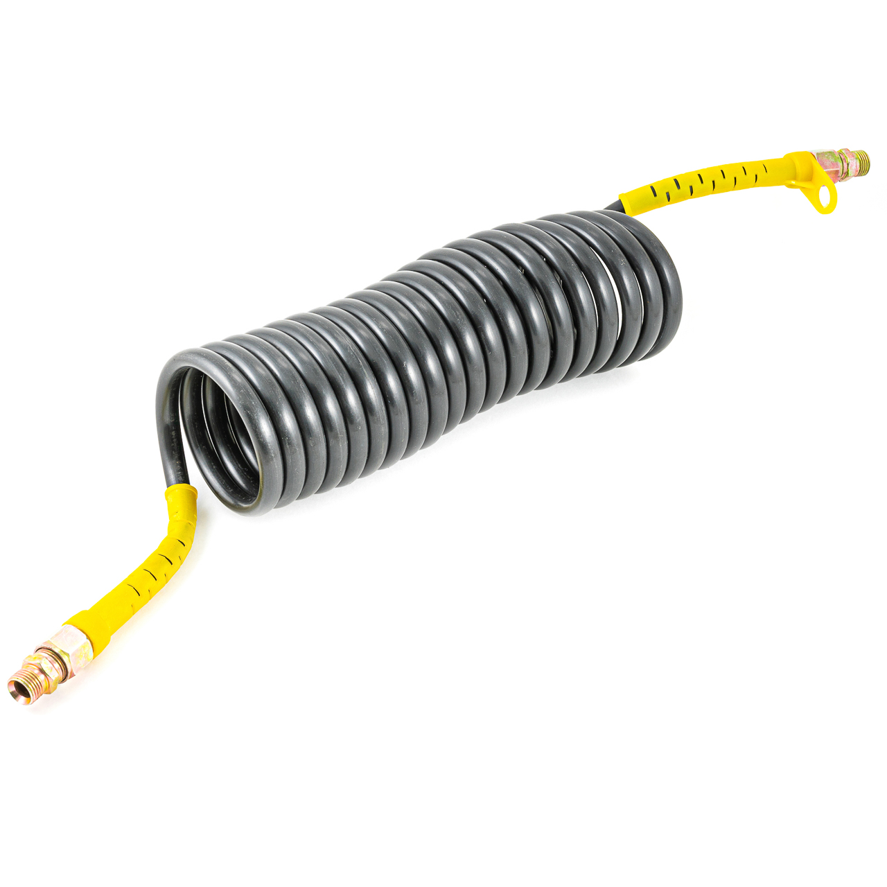 Шланг спиральный пневматический соединительный тягача с прицепом ЕВРО, материал полиамид, фитинги М16, длина 5,5м., желтый