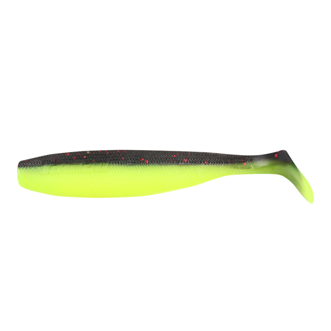 Виброхвост YAMAN PRO Flatter Shad, р.5 inch, цвет #32 - Black Red Flake/Chartreuse (уп. 4 шт.)