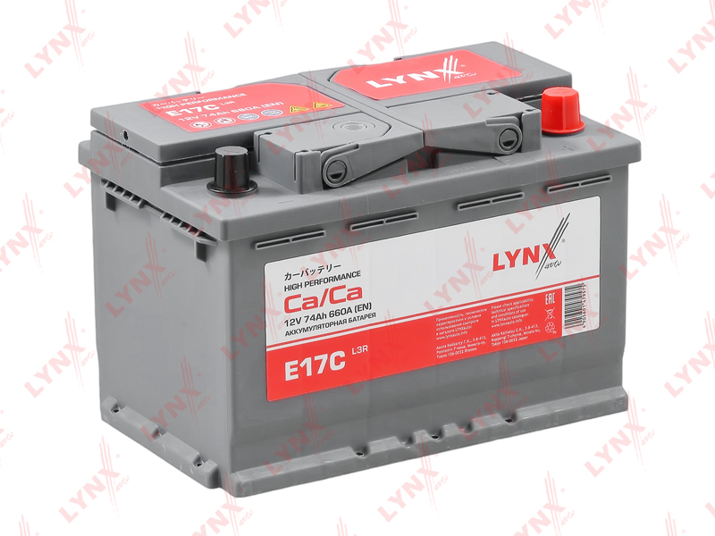E17C Аккумулятор 74 Ah, 660 A, обратная LYNXauto