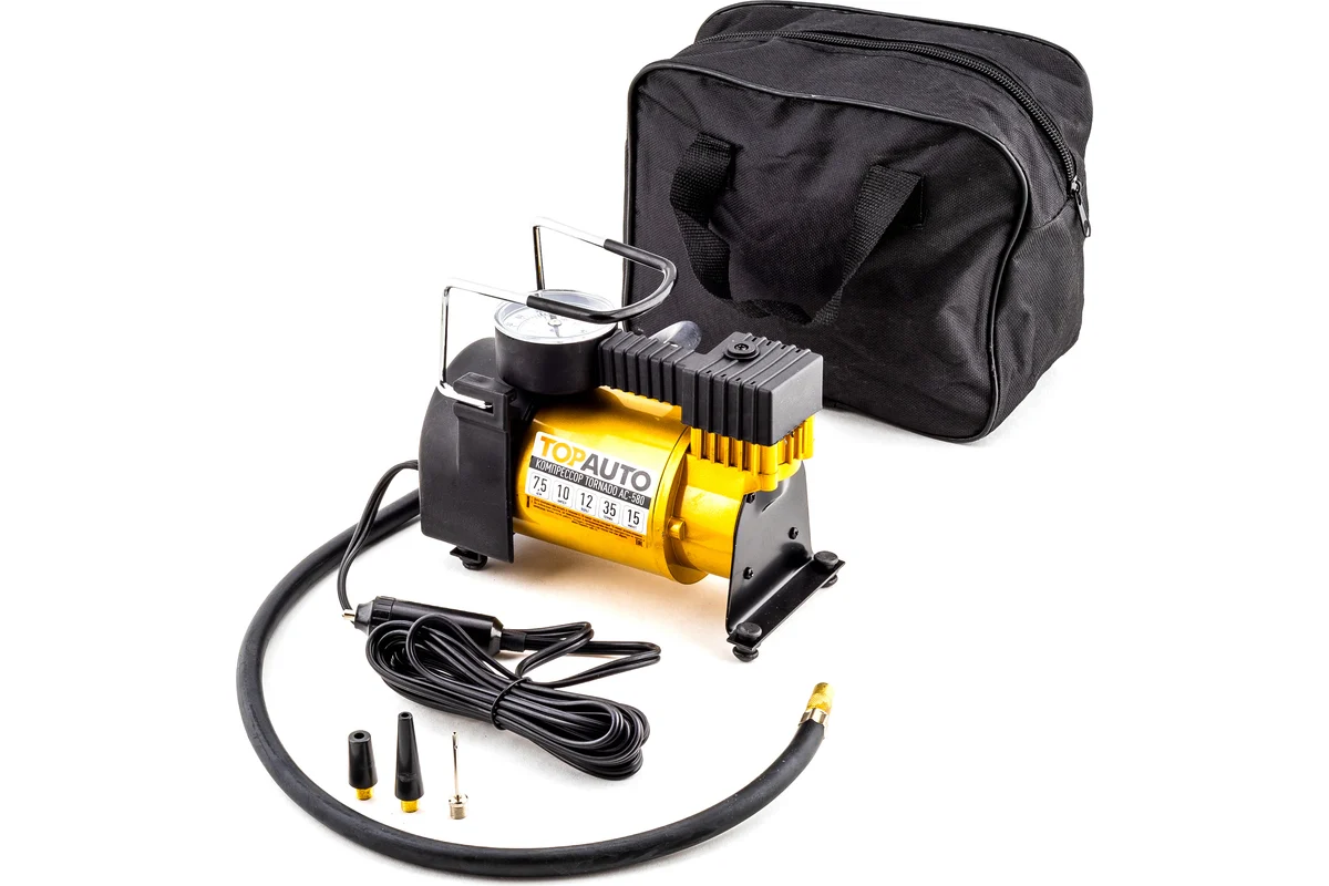 Компрессор автомобильный поршневой AUTOSTART TORNADO АС-580( 30л/мин, до 6 Атм/90PCI, универсальные насадки) металлический корпус