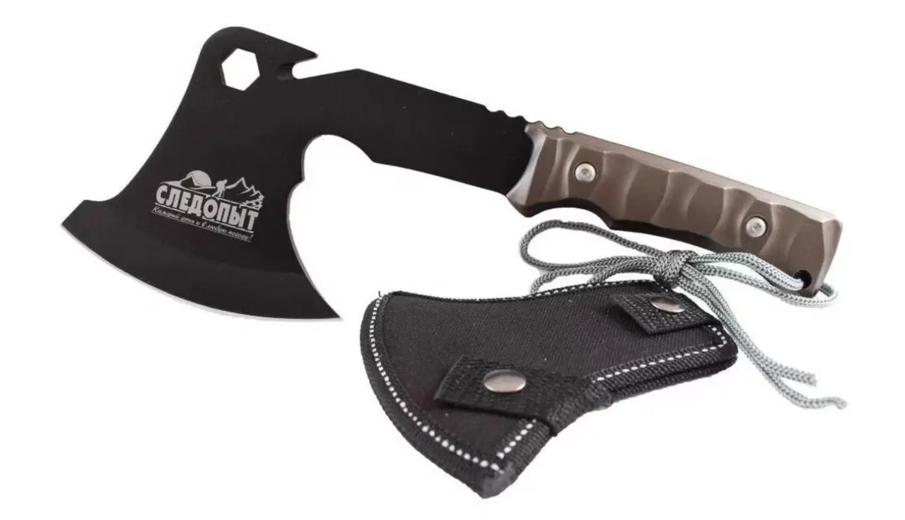 Топор туристический "СЛЕДОПЫТ" 240*130*85 мм, 350 гр., с обрезин.ручкой,в чехле/60/40