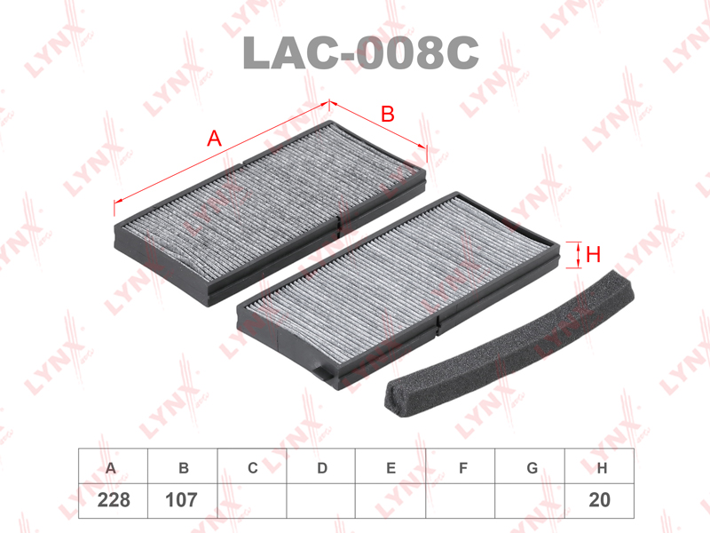 LAC-008C Фильтр салонный угольный (комплект 2 шт.) LYNXauto