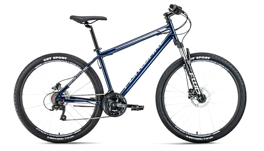 Велосипед горный 27,5" FORWARD SPORTING 27,5 3.0 disc (21 ск., рама сталь 19") темно-синий/серый