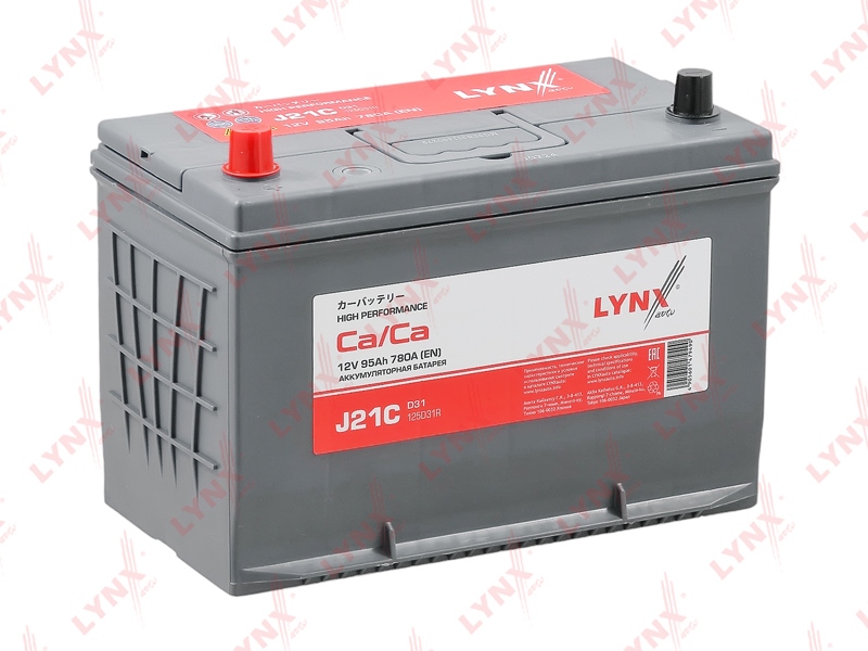 J21C Аккумулятор 95 Ah, 780 A, прямая LYNXauto