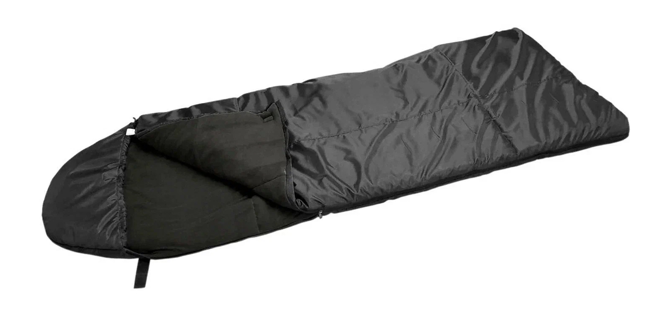 Спальный мешок с капюшоном "СЛЕДОПЫТ- Comfort", 190+35х90х10 см, утеплитель термофайбер 300г/м2, подклад хлопок/бязь 140г/м2, цвет в ассорт. (черный/серый/хаки/синий)