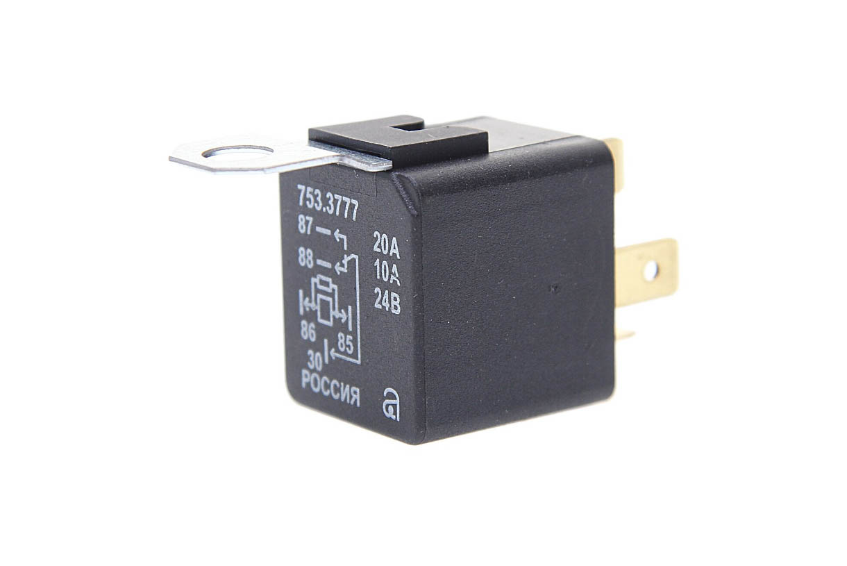 Реле электромагнитное 24V 5-ти контактное 20/10А переключ. с резистором АВАР