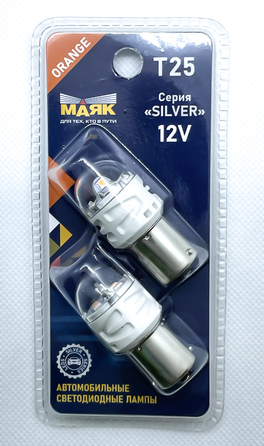 Светодиодная лампа Silver 24V T10 1SMD(2835) W2.1x9.5d WHITE (2бл) 24T10-W/SL19/2BL