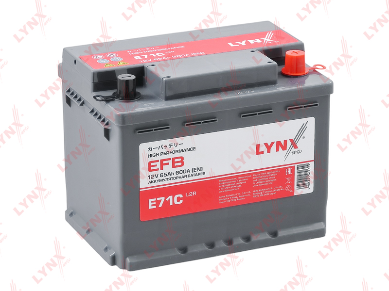 E71C Аккумулятор EFB 65 Ah, 600 A, обратная LYNXauto