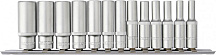 S11S2213SM Набор головок торцевых глубоких 12-гранных 1/4"DR на держателе, 4-14 мм, 13 предметов